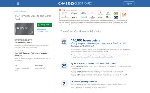 IHG ® Rewards Club Premier Credit Card - Chase Credit Cards