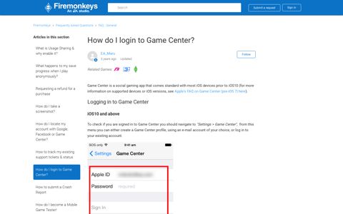 How do I login to Game Center? – Firemonkeys
