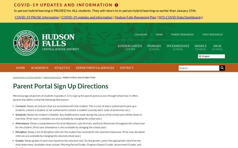 Parent Portal Sign Up Directions - Hudson Falls School District