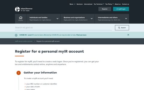 Register for a personal myIR account - Ird