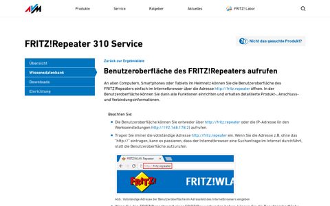 Repeaters aufrufen | FRITZ!Repeater 310 - AVM