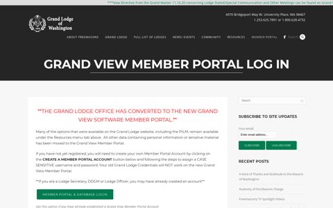 Grand View Member Portal Log In - Grand Lodge of Washington