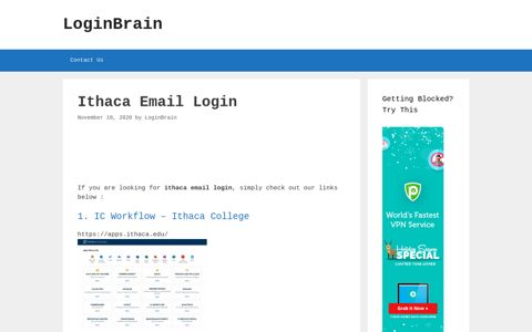 Ithaca Email Ic Workflow - Ithaca College - LoginBrain