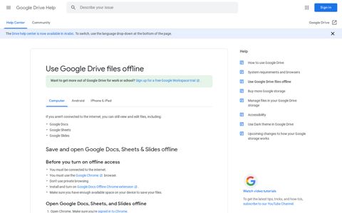 Use Google Drive files offline - Computer - Google Drive Help