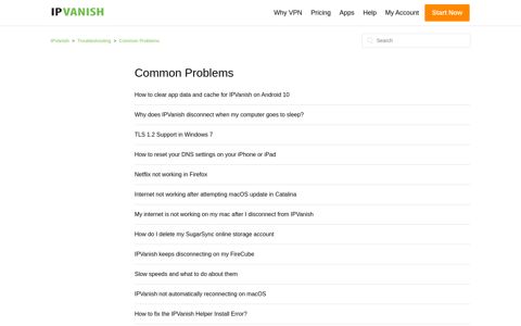 Common Problems – IPVanish
