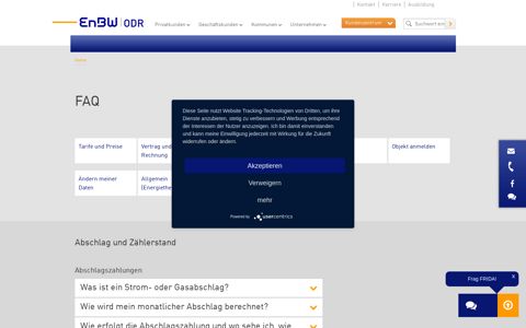 Abschlag und Zählerstand - EnBW ODR AG