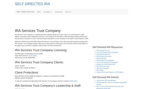 IRA Services Trust Company - SELF DIRECTED IRA