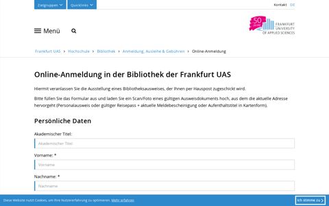 Online-Anmeldung in der Bibliothek | Frankfurt UAS