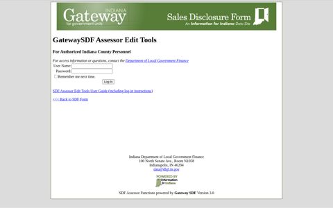 Login Page - Gateway SDF