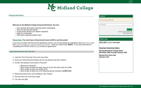 (Financial Aid) Student Log In