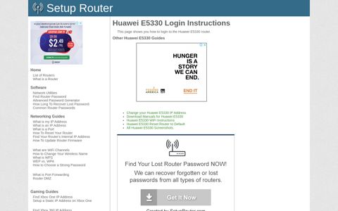 How to Login to the Huawei E5330 - SetupRouter