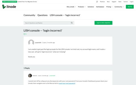 LISH console -- 'login incorrect' | Linode Questions