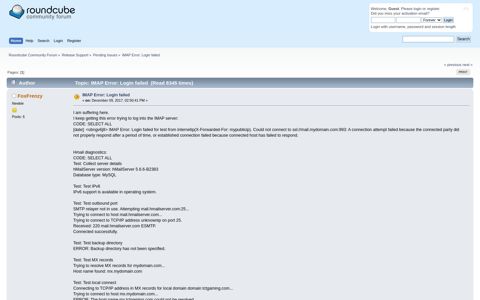 IMAP Error: Login failed - RoundCube forum