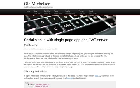 Social sign in with single-page app and JWT server validation ...