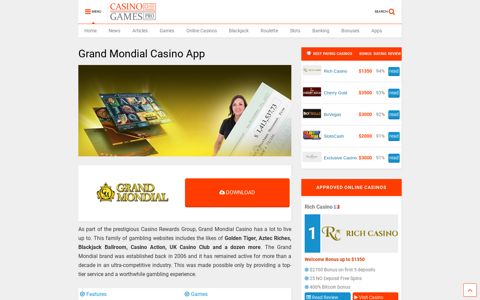 Grand Mondial Casino App - CasinoGamesPro