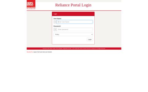 Reliance Portal Login - HDFC ERGO