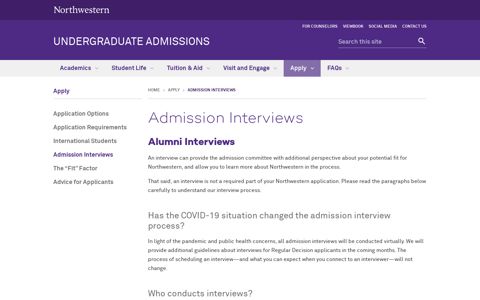 Admission Interviews: Undergraduate Admissions ...