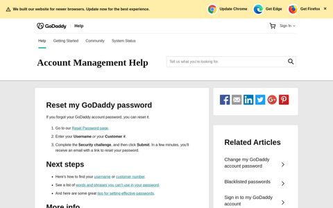 Reset my GoDaddy password | Account Management ...