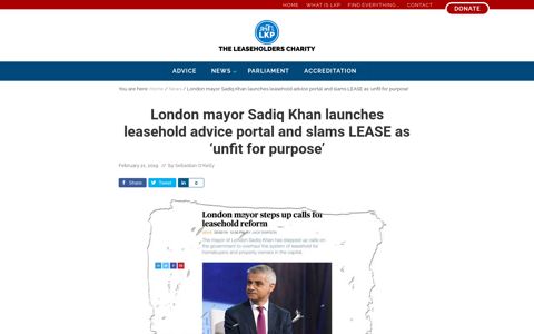 London mayor Sadiq Khan launches leasehold advice portal ...