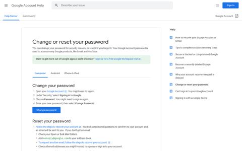 Change or reset your password - Computer - Google Account ...