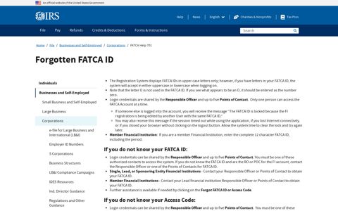 FATCA Help 701 | Internal Revenue Service