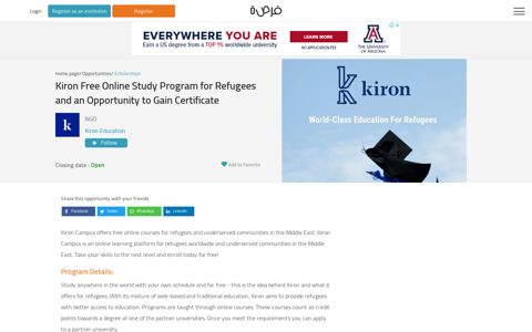 Kiron Free Online Study Program for Refugees and an ...