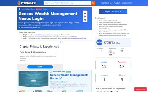 Geneos Wealth Management Nexus Login - Portal-DB.live