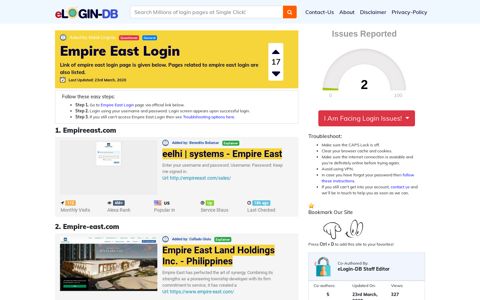 Empire East Login - Find Login Page of Any Site within Seconds!
