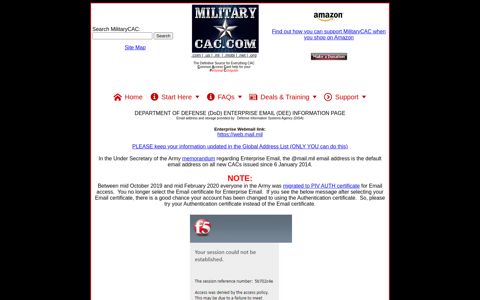 MilitaryCAC's Enterprise Email specific problems and ...