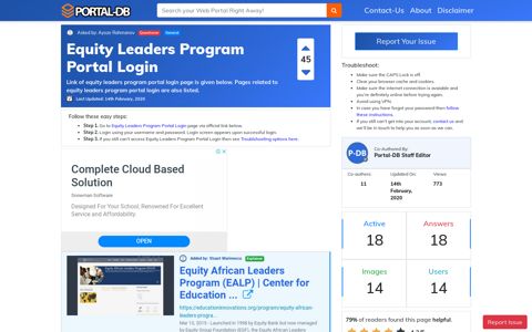 Equity Leaders Program Portal Login