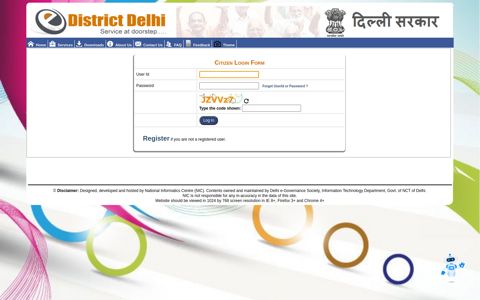 Citizen Login Form - e-District Delhi