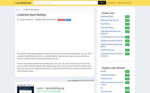 Login Leaderbet Sport Betting or Register New Account