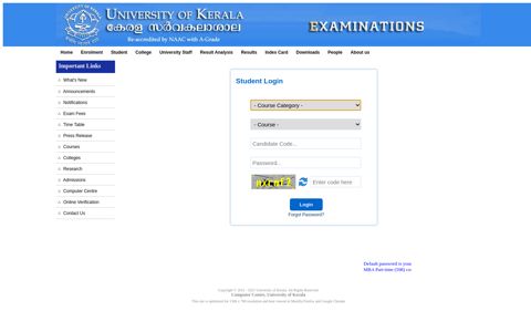 Student Login - University of Kerala