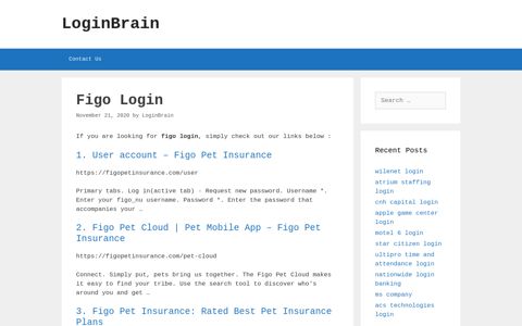 Figo User Account - Figo Pet Insurance - LoginBrain