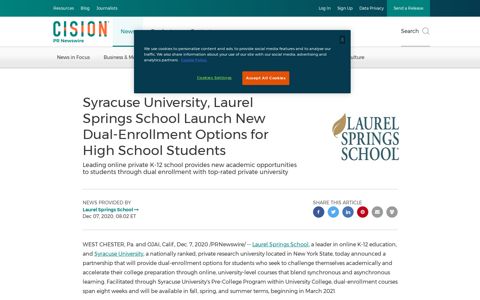 Syracuse University, Laurel Springs School Launch New Dual ...