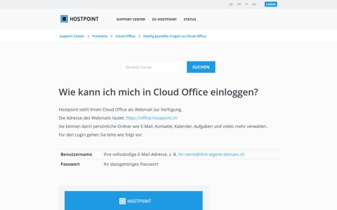 Wie kann ich mich in Cloud Office einloggen? - Hostpoint ...