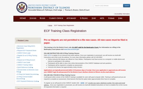 ECF Training Class Registration - Northern District of Illinois