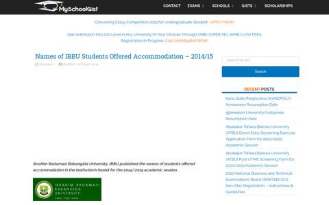 Names of IBBU Students Offered Accommodation - 2014/15 ...