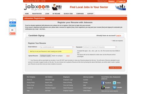 Jobs Seeker Registration, Login and Profile Editing | jobxoom ...