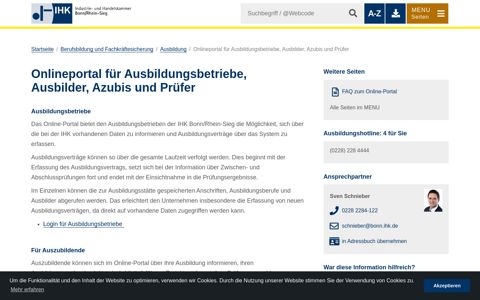 Onlineportal für Ausbildungsbetriebe ... - IHK Bonn/Rhein-Sieg