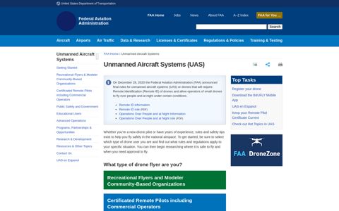 Unmanned Aircraft Systems (UAS) - FAA