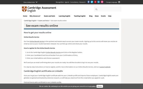 See exam results online | Cambridge English