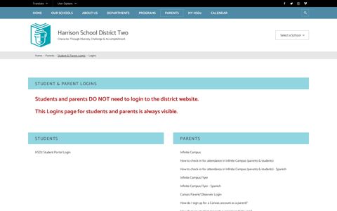 Student & Parent Logins - Harrison School District 2