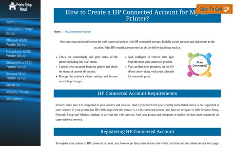 HP connected account | sign in and add account setup.