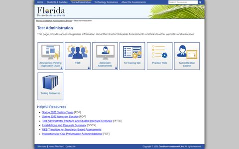 Test Administration – Florida Statewide Assessments Portal