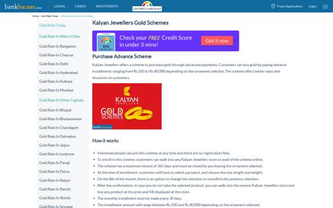 Kalyan Jewellers Gold Schemes, Purchase Advance Scheme