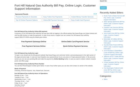 Fort Hill Natural Gas Authority Bill Pay, Online Login ...