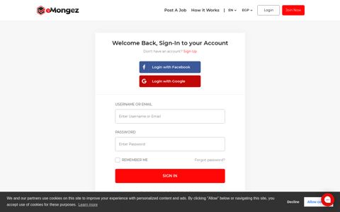 Login or register for an account - eMongez