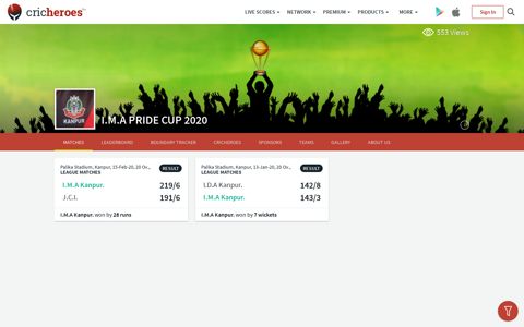 I.M.A PRIDE CUP 2020 - Live Cricket Scores, Cricket Matches ...