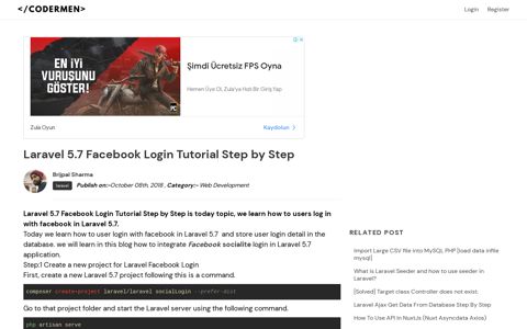 Laravel 5.7 Facebook Login Tutorial Step by Step - CoderMen